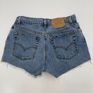 Vintage 90s Levi's Cut-Off Shorts 551 12 Petite Raw Hem Blue‎ 1995 Casual Frayed